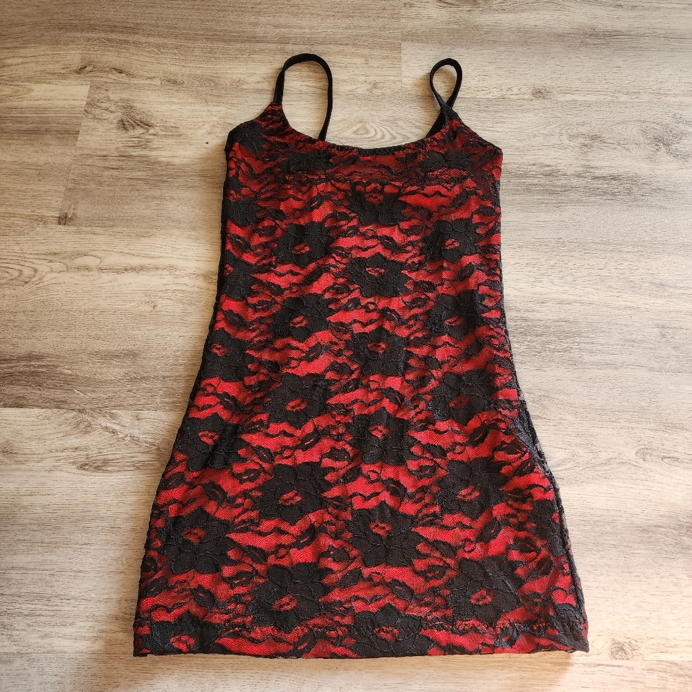 Black and red lace dress size small